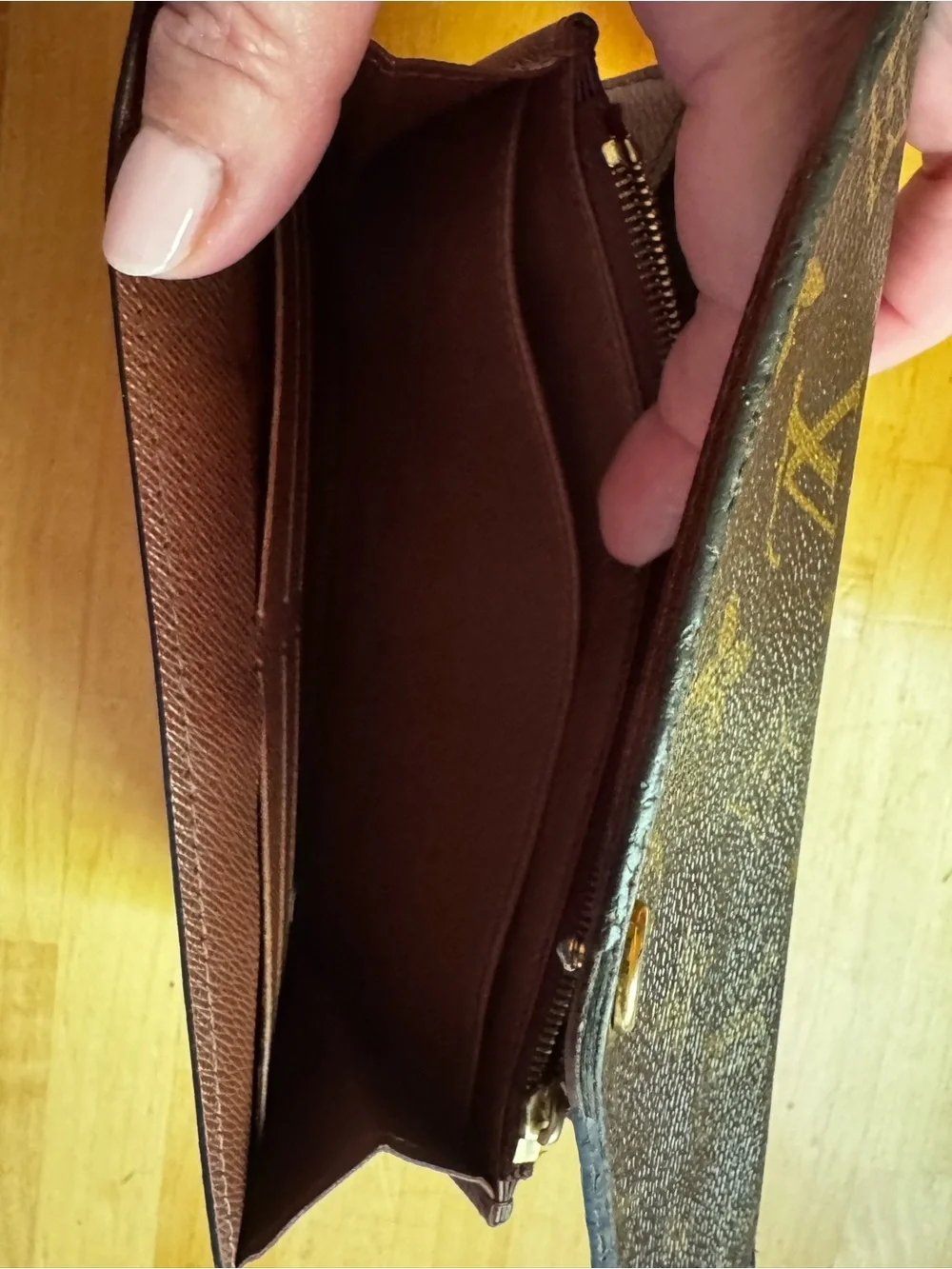 Pre-Loved Louis Vuitton Monogram Canvas Brown Envelope Wallet with Branded Snap